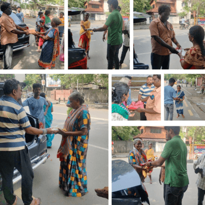 Provided saree’s and Lungi’s for Homeless people behalf of Diwalii