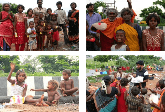 Distribution of food and clothes for the homeless