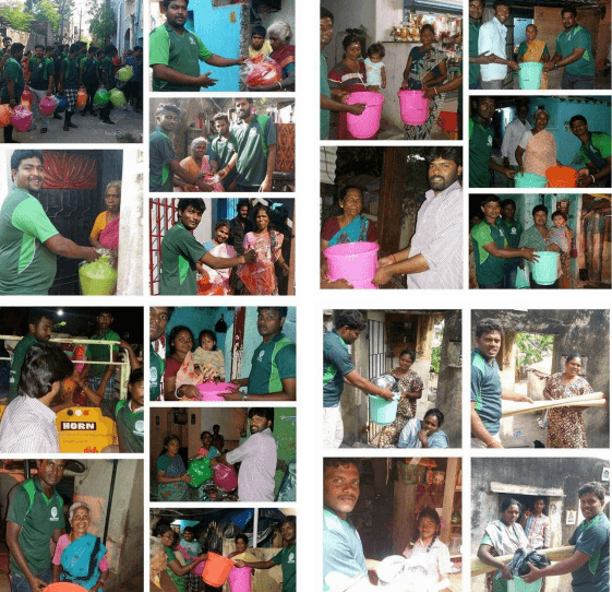 DISTRIBUTED FLOOD RELIEF MATERIALS TO AFFECTED PEOPLES AT  ELANGO NAGAR AND SOUTH GANDHI NAGAR NEAR BUCKINGHAM  CANAL