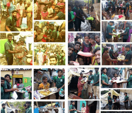DISTRIUBUTED FLOOD RELIEF MATERIAL AT IRUL NAGAR, BESANT  NAGAR, CHENNAI