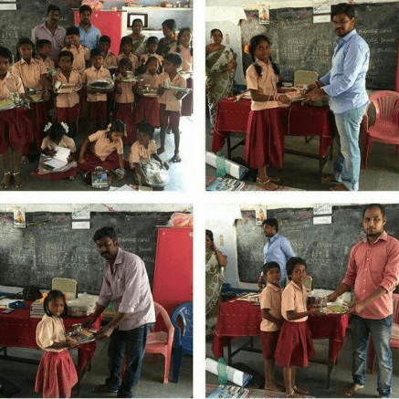 PROVIDED STEEL PLATES, STEEL GLASS AND NOTEBOOKS TO GOVT  SCHOOL, CUDDALORE