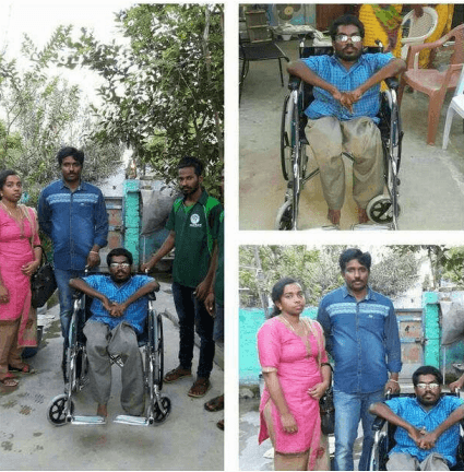 DONATED WHEELCHAIR TO MR. MEGANTHAN FROM CHENNAI IN  KOLATHUR
