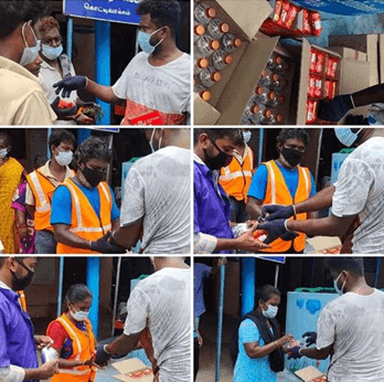 PROVIDED BISCUIT PACKETS AND WATER BOTTLES FOR CORPORATION  WORKERS (COVID 19)