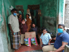 PROVIDING PROVISIONS AND MEDICINES 5 PHYSICALLY CHALLENGED IN  TIRUMANAJERI OF NAGAPATINAM DISTRICT (COVID 19)