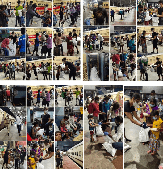 PROVIDED FOOD KITS TO THE MIGRANT WORKERS AND CHILDREN  BOARDING THE TRAIN TO GORAKHPUR- UTTAR PRADESH (COVID 19)