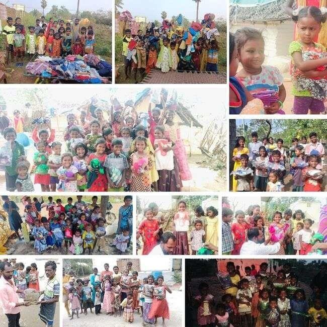 Distributed new dresses to 550 children and individuals in tribal villages of Gummidipoondi