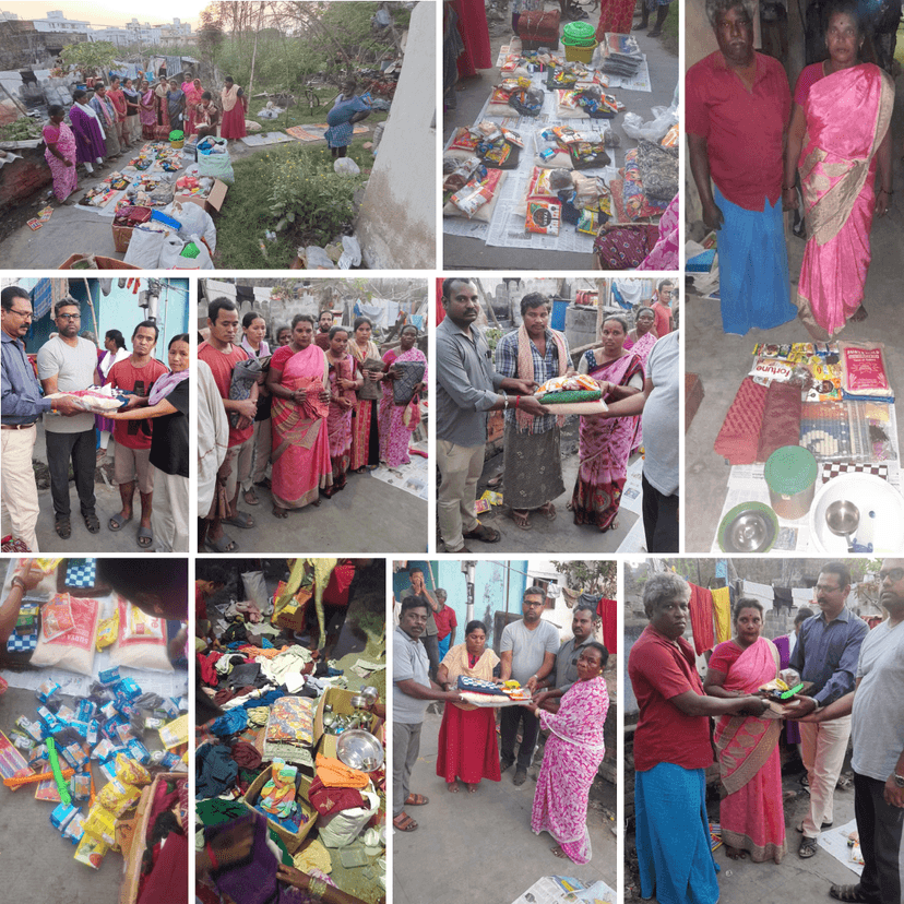 Provided New dress, Provision kits and vessels to the affected people in fire accident at karapakkam