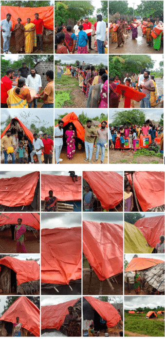 SUPPORTING TRIBAL COMMUNITIES DISTRIBUTED THARPAULIN SHEET FOR THE TRIBAL VILLAGE IN PALLAVADA, GUMMIDIPOONDI DISTRICT