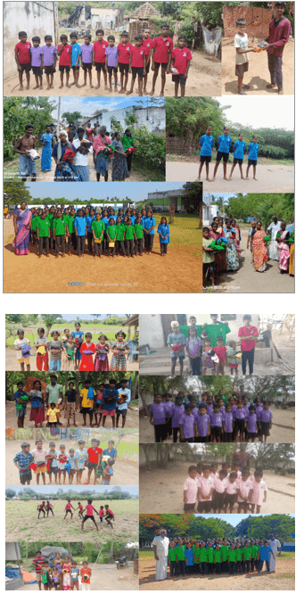 We have provided 3,400 sports uniform sets to underprivileged children across 30 villages in Mannargudi district